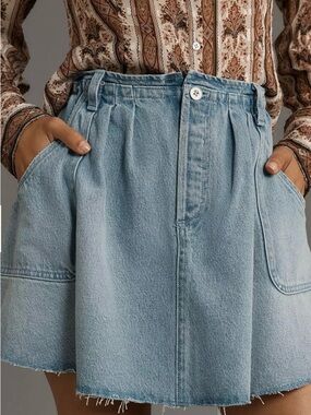 Pilcro Light Wash Denim Mini Skirt with Patch Pockets